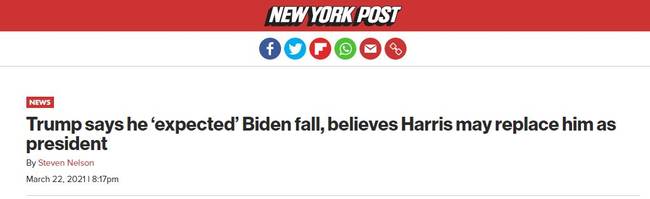 特朗普二度回应拜登摔倒：我早已预料到这一点